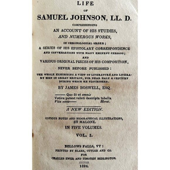 The Life Of Samuel Johnson V1 1824 5th Edition Boswell Historical Georgian HBS - Picture 3 of 7
